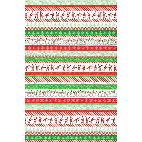 Christmas Jamboree Santa Claus Snowmen Stripe 21114-223