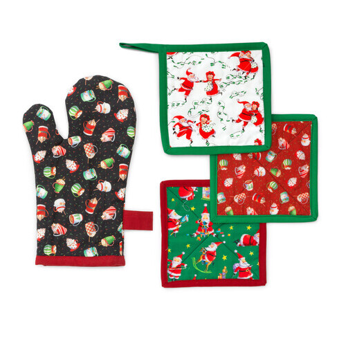 Christmas Jamboree Pot Holder and Oven Mitt KIT