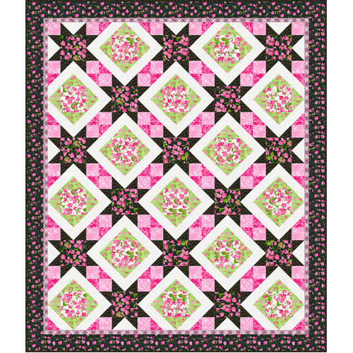 Penelope Floral Rosy Star Block Fabric Quilt Kit