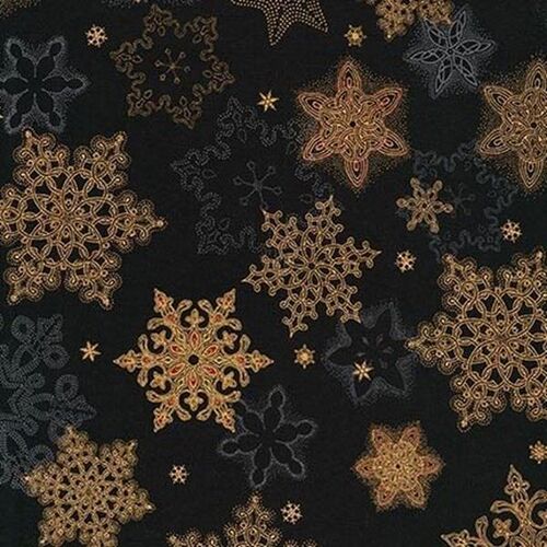 Fabric Remnant -Holiday Flourish Scattered Snowflakes 38cm