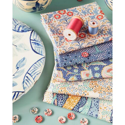 Tilda Hometown Collection Blue 1/2 Metre Fabric Bundle