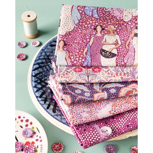 Tilda Hometown Plum Grape 1/2 Metre Fabric Bundle 