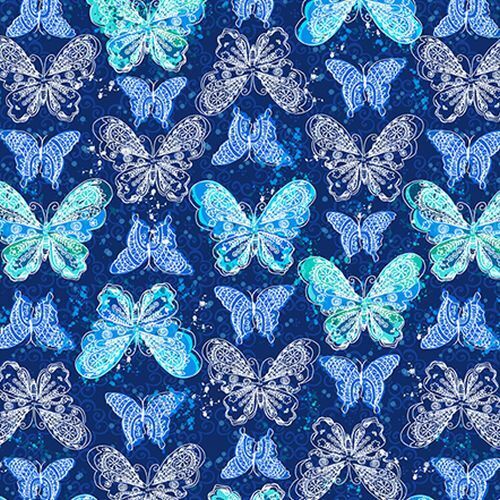 * SALE* Social Butterfly Celebration Blue Per Metre