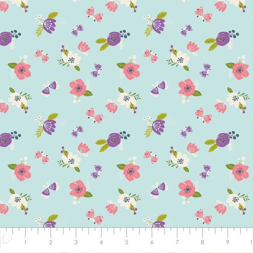 * SALE* I Believe in Unicorns Flowers Aqua Per Metre