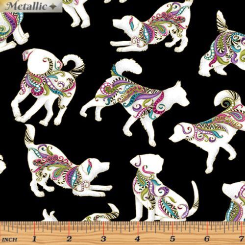 Fabric Remnant -Dog On It Hot Diggity 80cm