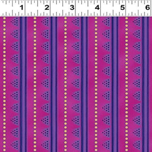 Fabric Remnant -Laurel Land Stripe by Laurel Burch 90cm