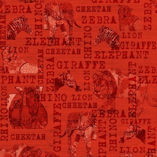 Fabric Remnant -Serengeti Reflections Tonal Words 79cm