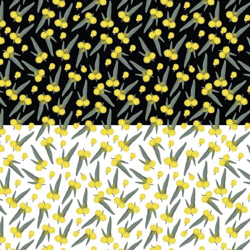 Fabric Remnant - Golden Wattle Australian Wildflowers 80cm