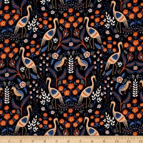 Fabric Remnant -Les Fleurs Ibis Partridge 71cm