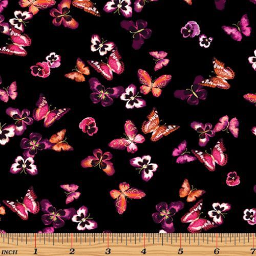 Fabric Remnant -Butterfly Jewel Metallic 31cm