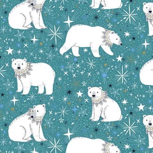 Dashwood Arctic Polar Bears Metallic Teal D2203