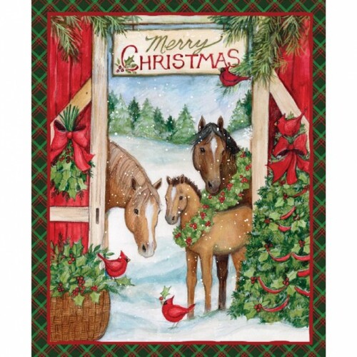 Christmas Horses and Foal Panel 30250-1055