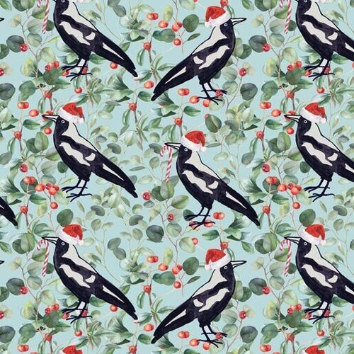 Fabric Remnant -Unalloyed Aussie Christmas Magpie 48cm
