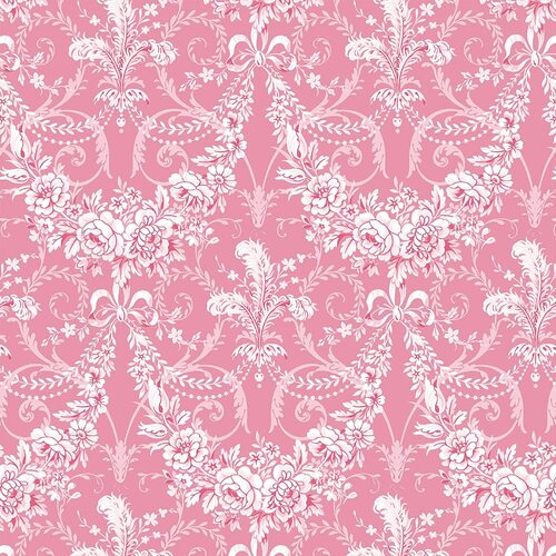 Fabric Remnant- Anna Griffin Plume Floral Feather Pink 55cm
