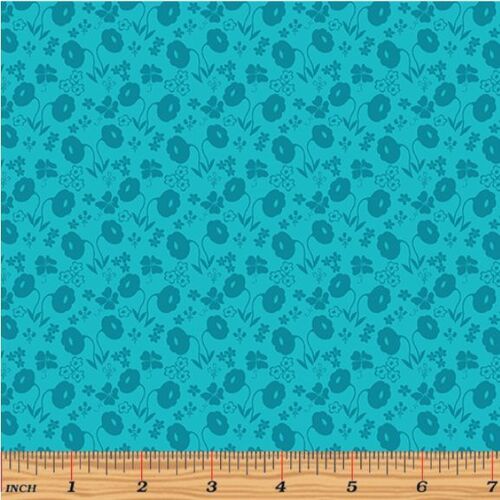 Fabric Remnant - Sew Excited Fun Floral Turquoise 82cm