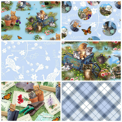Kittens in the Garden Cats Fabric Bundle