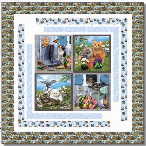 Kittens in the Garden Cats Quilt Kit #2