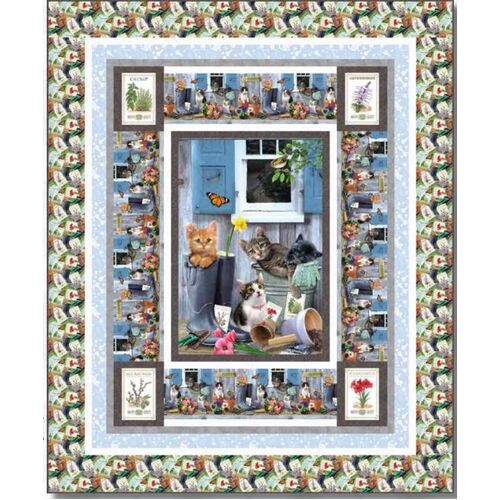 Kittens in the Garden Cats Quilt Kit #1