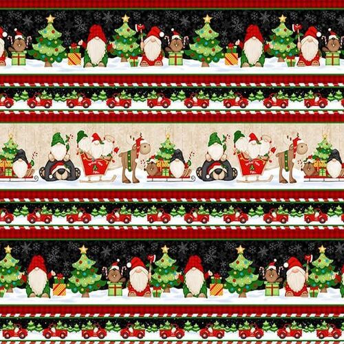 Timber Gnomies Christmas Gnomes Border Stripe 308-89