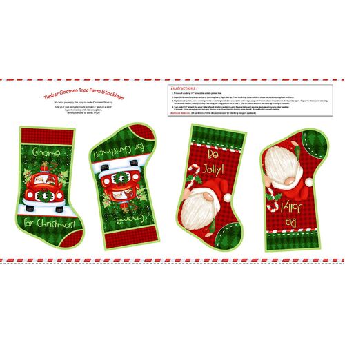 Timber Gnomies Christmas Gnomes Stockings Panel 312P-86