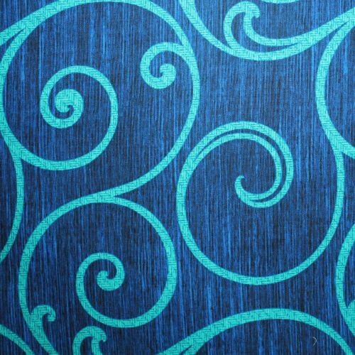Fabric Remnant - OOP Palermo Ceramic Swirl Aqua Blue 62cm