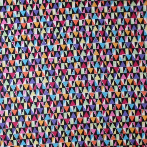 Fabric Remnant -OOP Black White Bright Triangles Mult 34cm
