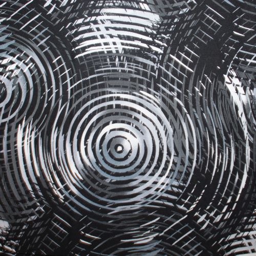 Fabric Remnant -OOP Black White Bright Circles Black 49cm
