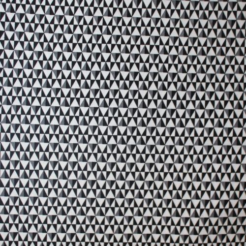 Fabric Remnant -OOP Black White Bright Triangles Black 44cm