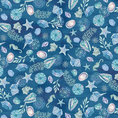 Salt & Sea Ocean Shells Seahorses Blue 22177