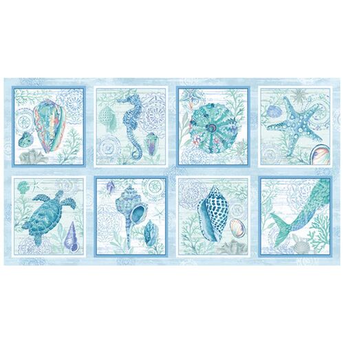 Salt & Sea Ocean Shells Turtles 24" Panel 21811