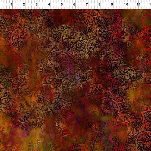 Fabric Remnant - Tapestry Digital Swirl Spice 52cm