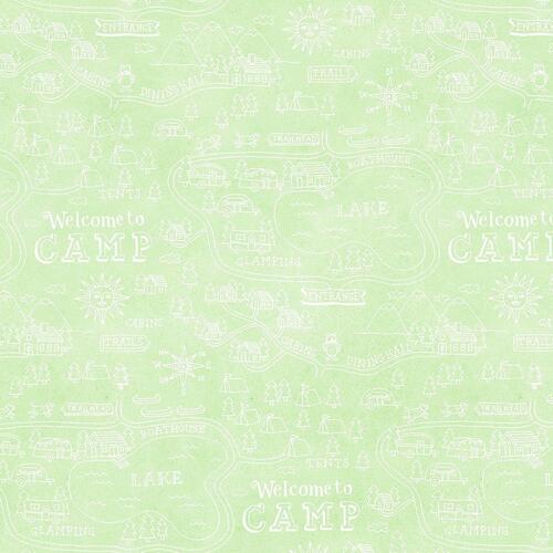 Wanderlust Camping Words Tonal Blender Green 4619 LG