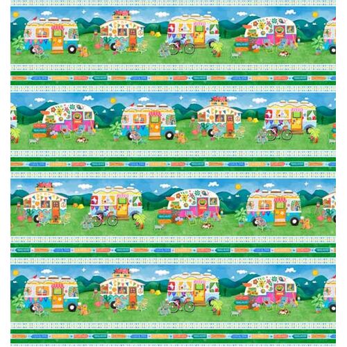 Wanderlust Caravan Camping Border Stripe 4614 MU