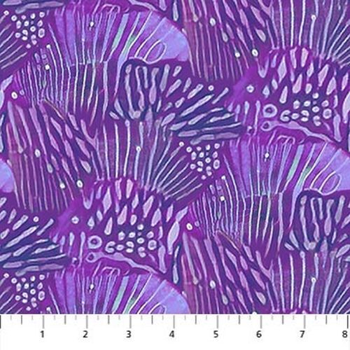 Fabric Remnant -Muse Magic Abstract Scallop Purple 56cm