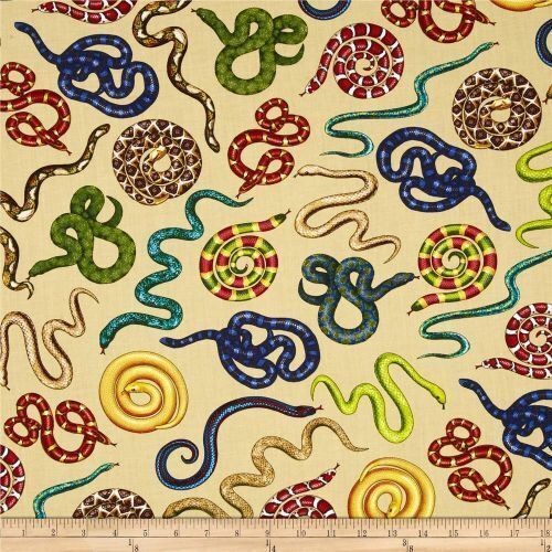 Fabric Remnant - Tropical Rainforest Snakes 85cm