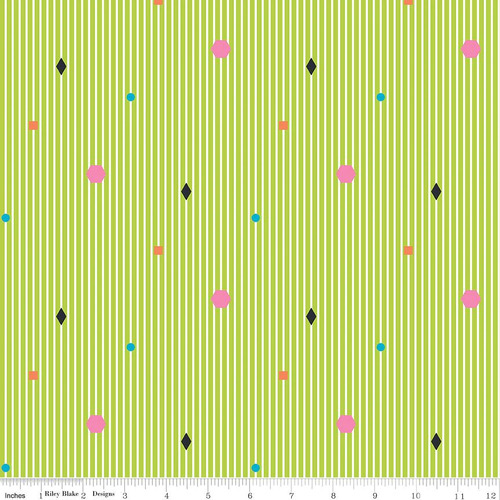 Colour Wall Geo Shapes Stripe Lime C11591