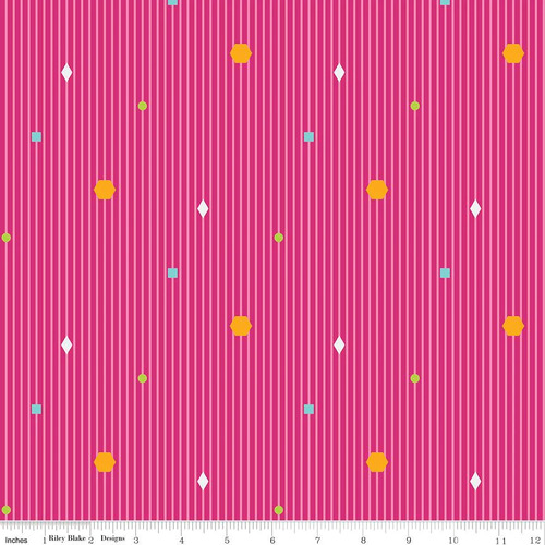 Colour Wall Geo Shapes Stripe Hot Pink C11591