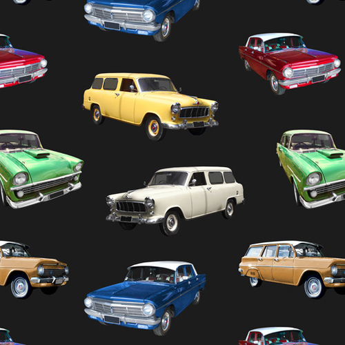 Fabric Remnant- Aussie Icons Australian Vintage Cars 47cm