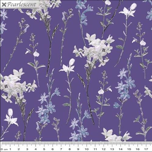 Fabric Remnant- Violet Twilight Wild Flowers Purple 77cm
