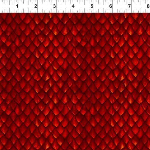 Fabric Remnant-Dragons Digital Scales Scarlet Red 32cm
