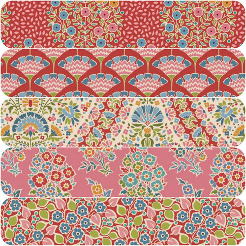 Tilda Pie In The Sky 1/2 Metre Red Pink Fabric Bundle