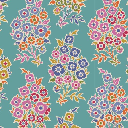 Tilda Pie In The Sky Willy Nilly Floral Teal Blue 100487