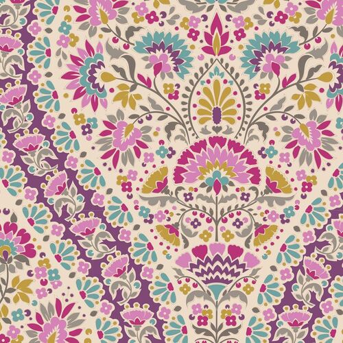 Tilda Pie In The Sky Whimsybird Floral Plum Mustard Cerise 100482