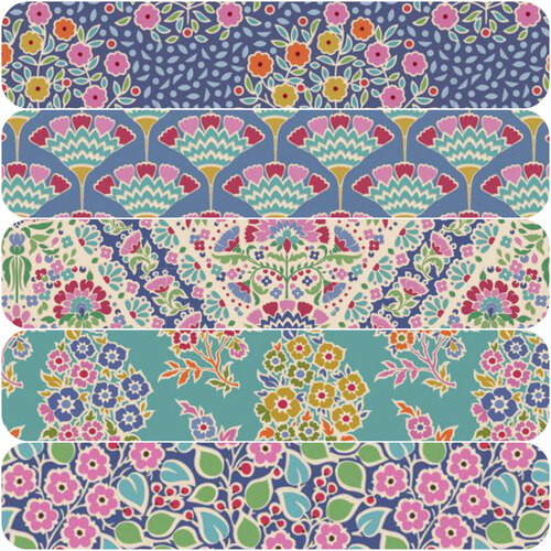 Tilda Pie In The Sky 1/2 Metre Blue Teal Fabric Bundle