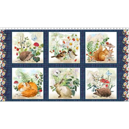 Hedgehog Hollow Animals 24" Blocks Panel 1HH-1