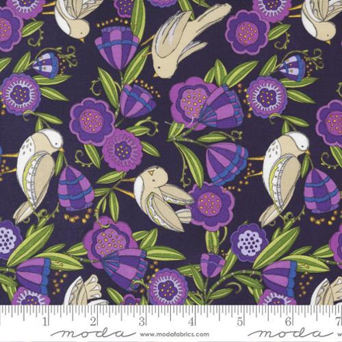 Moda Pansy's Posies Birdies Floral Purple 48722 15