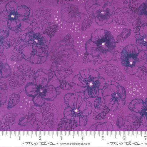 Moda Pansy's Posies Watercolor Lines Purple 48721 14