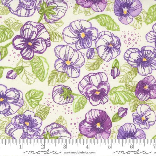 Moda Pansy's Posies Watercolor Lines Cream 48721 11
