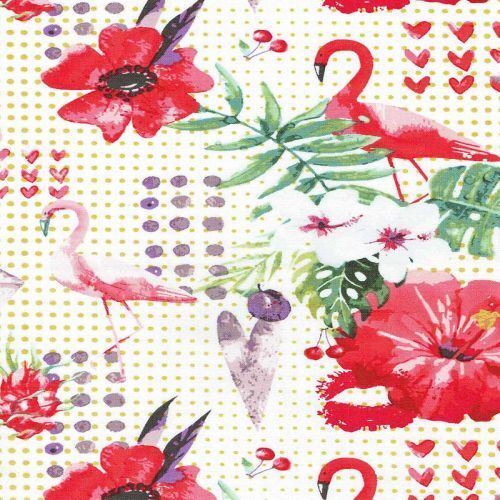 Fabric Remnant - Summertime Tropical Flamingo 48cm