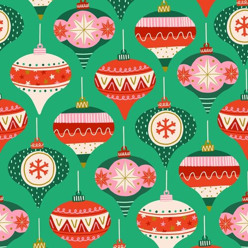 Fabric Remnant -Dashwood Oh What Fun Christmas Baubles 44cm